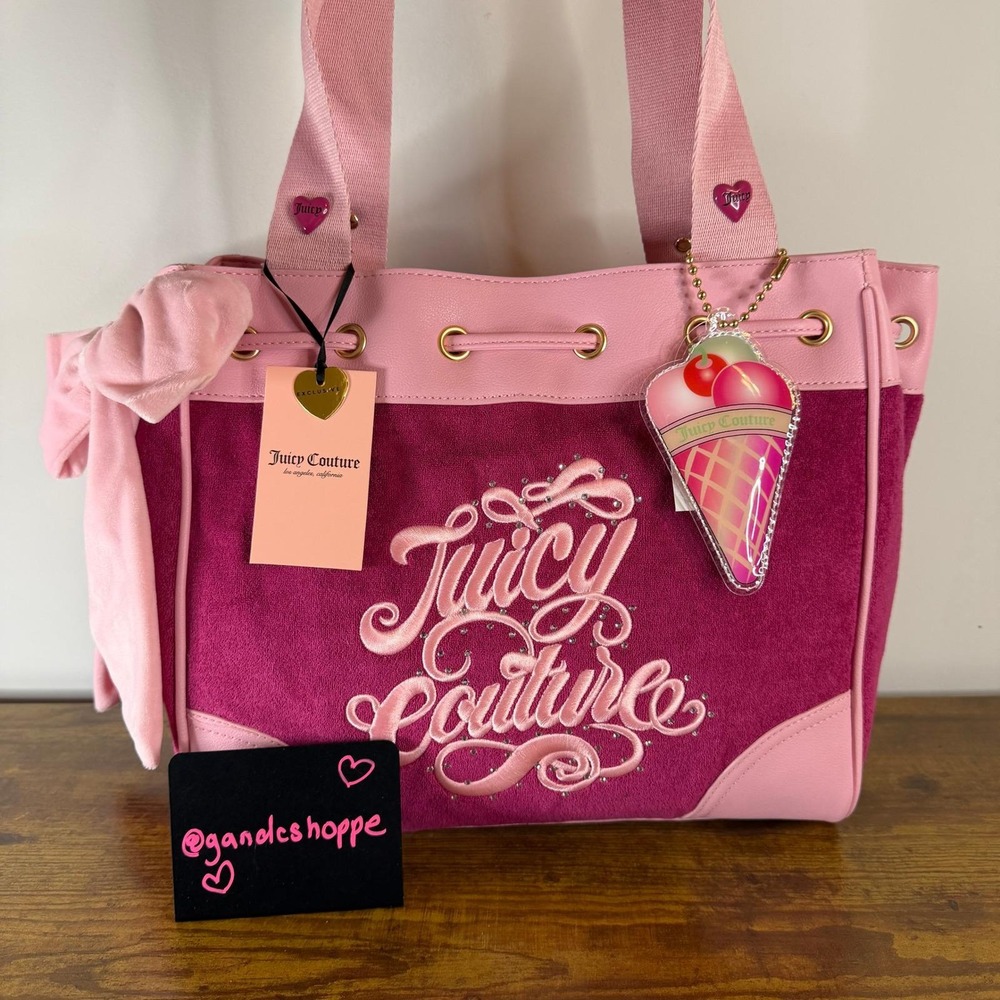 New Juicy Couture Sugar Rush Raspberry Tart Pink Daydreamer Tote Bag Icecream